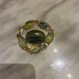 Artistic Gold and Blue Bracelet